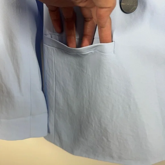 Everlane Light Blue Double Breasted Career Relaxed Fit Blazer Size 6 - Picture 13 of 16